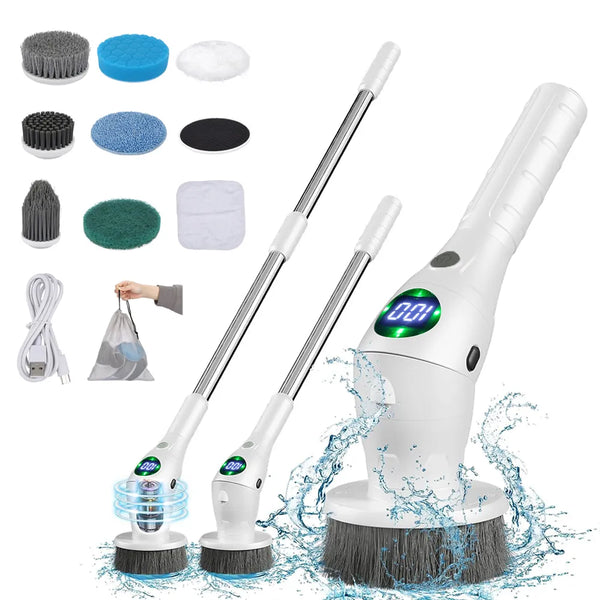 Escova de Limpeza Elétrica 8 em 1 Multifuncional para Casa - Limpeza Eficiente e Versátil